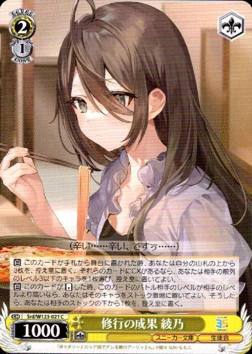 The results of training: Ayano (Srd/W123-021) C