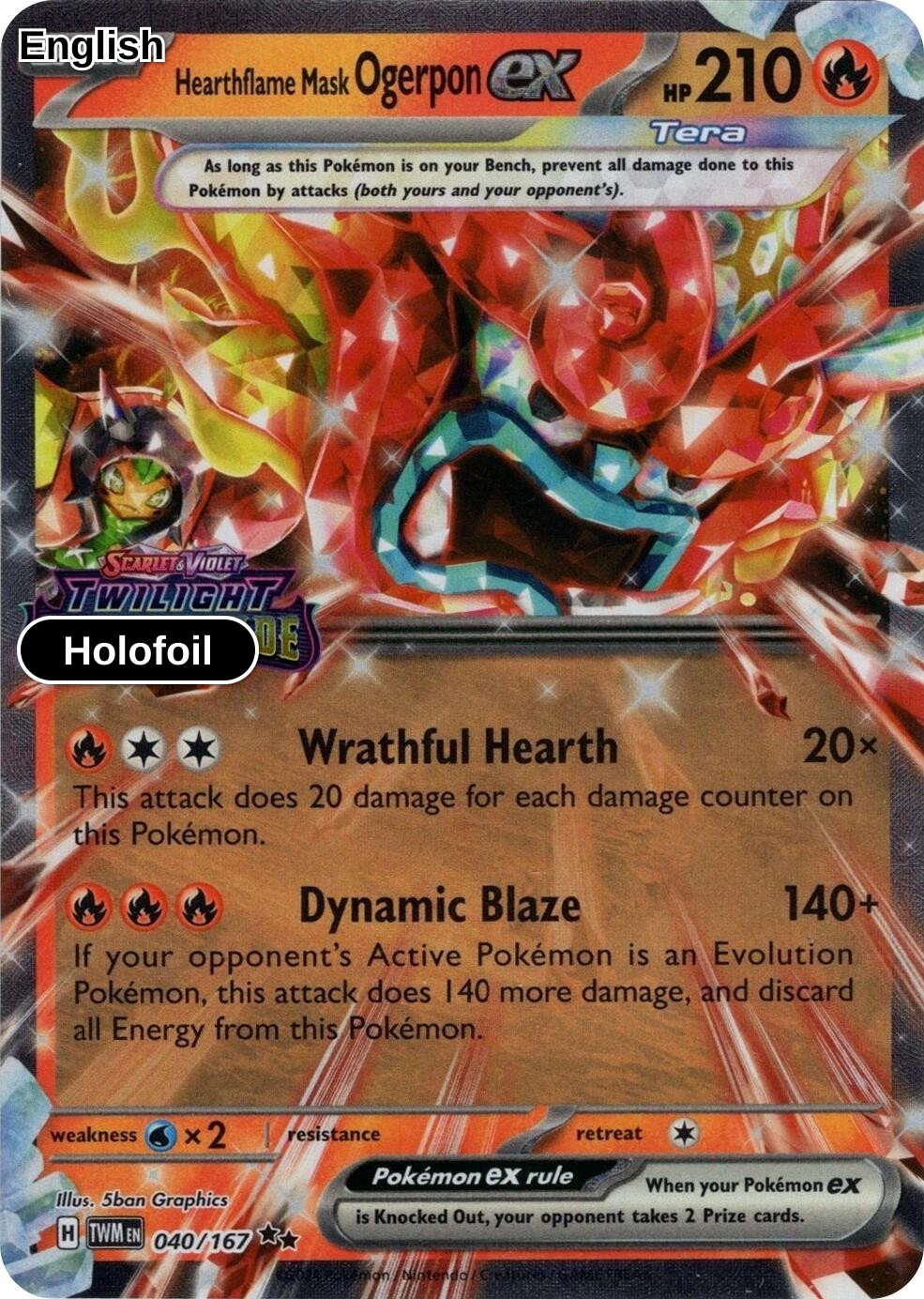 Hearthflame Mask Ogerpon ex (Twilight Masquerade Stamp)