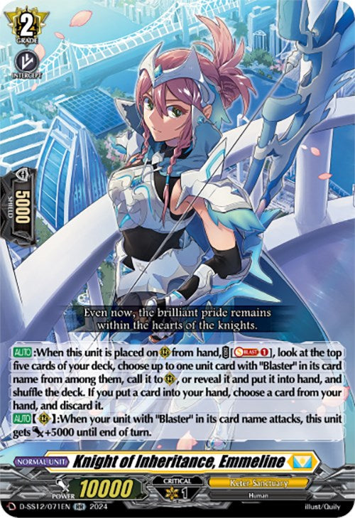 Knight of Inheritance, Emmeline (D-SS12/071EN) [Triple Drive]