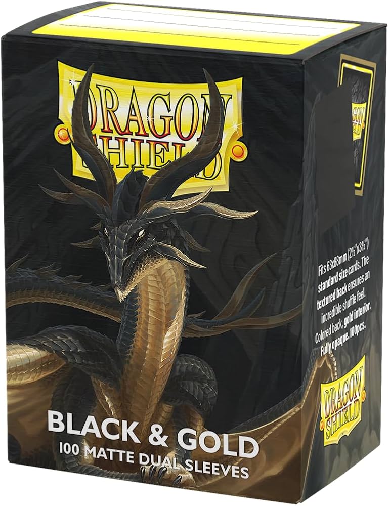 Dragon Shield: Standard 100ct Sleeves - Black & Gold (Matte)
