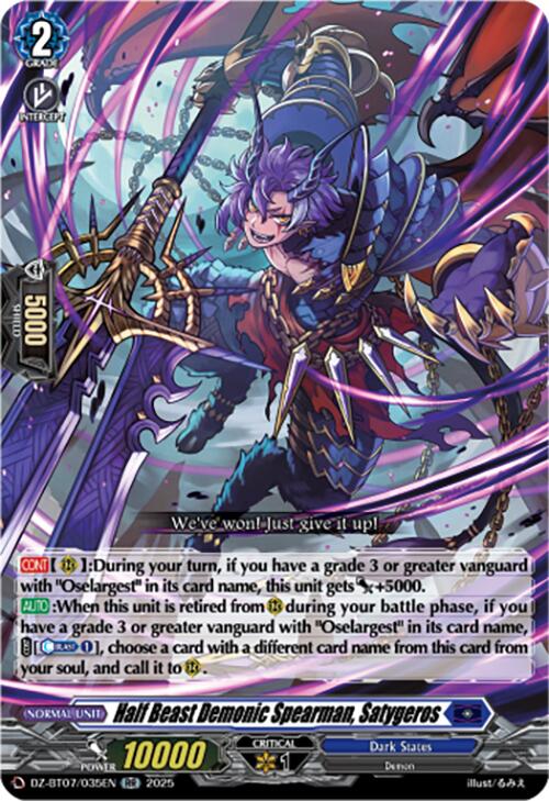 Half Beast Demonic Spearman, Satygeros (DZ-BT07/035EN) [DZ-BT07: Moon Fangs & Cerulean Blaze]