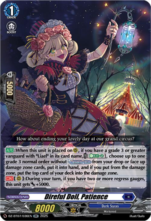 Direful Doll, Patience (DZ-BT07/036EN) [Moon Fangs & Cerulean Blaze]