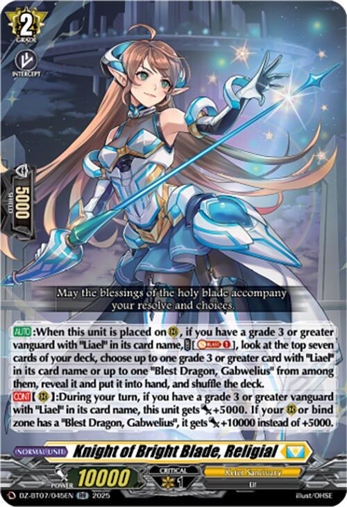 Knight of Bright Blade, Religial (DZ-BT07/045EN) [DZ-BT07: Moon Fangs & Cerulean Blaze]