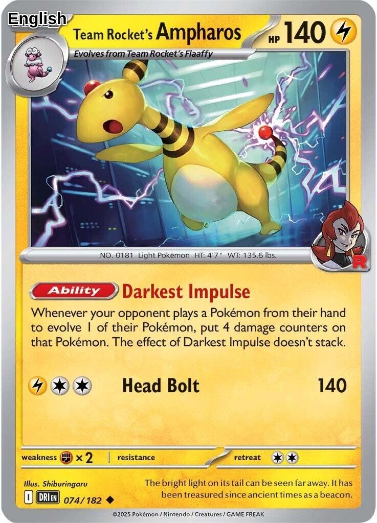 Team Rocket's Ampharos [DRI - 074/182] SV10: Destined Rivals