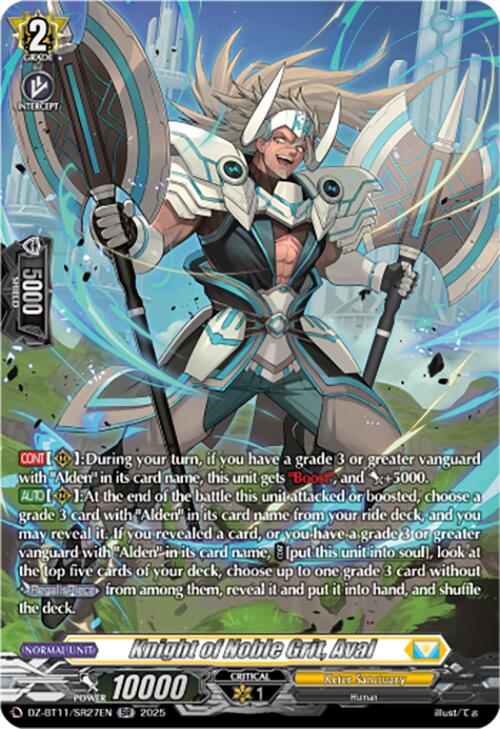 Knight of Noble Grit, Aval (DZ-BT11/SR27EN) [Symphony of Might & Bloom]