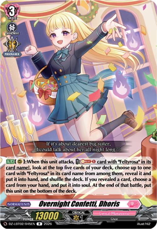 Overnight Confetti, Dhoris (DZ-LBT02/045EN) [Lyrical Monasterio Season of Wonders]