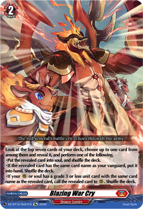 Blazing War Cry (DZ-BT12/Re01EN) [Chasm of Lost Souls]