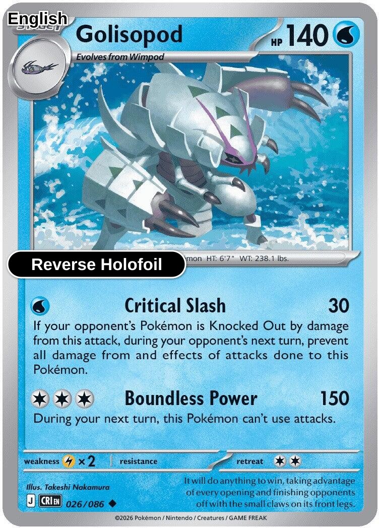 Golisopod [CRI - 026/086] U ME04: Chaos Rising - Reverse Holofoil