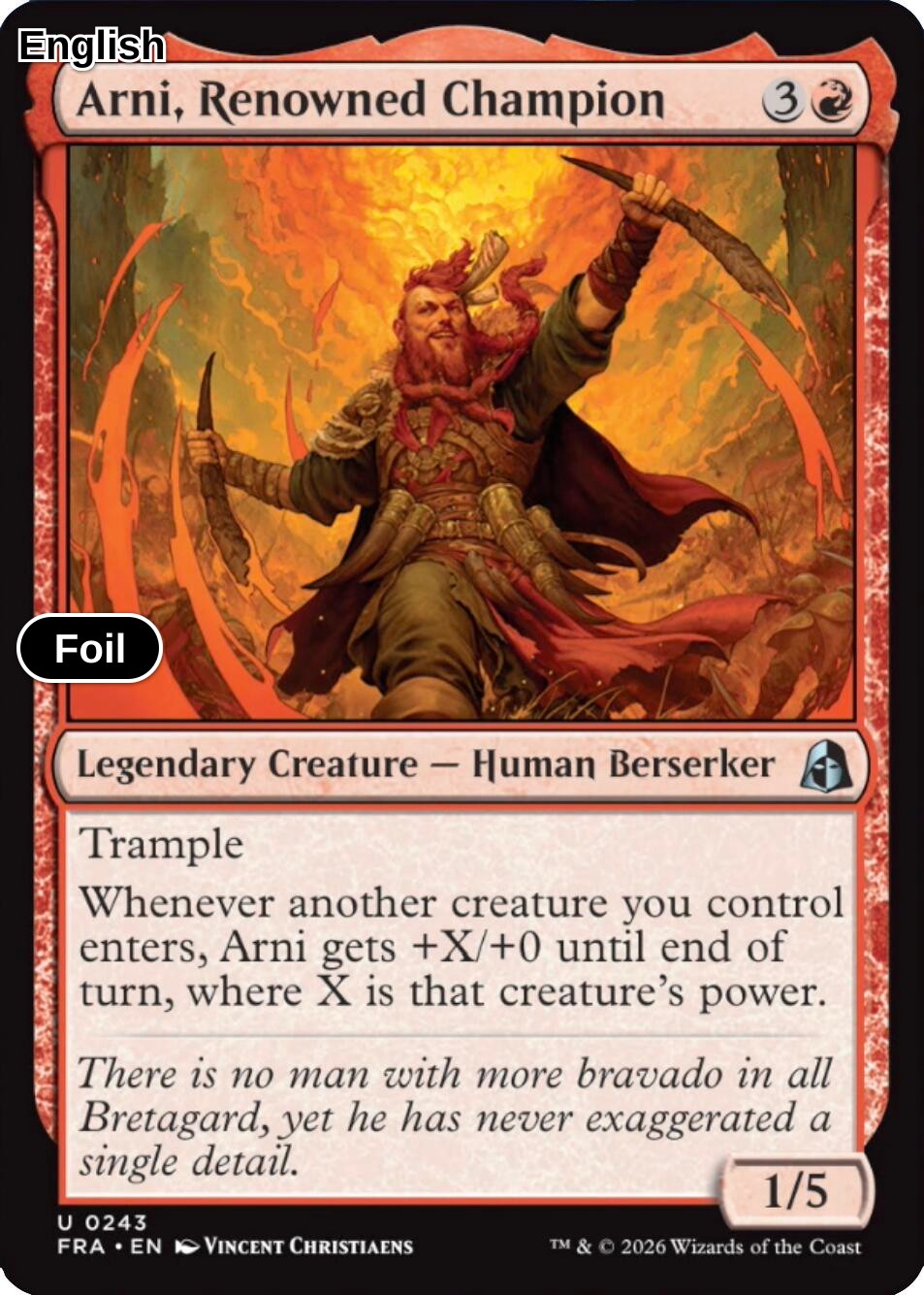 Arni, Renowned Champion [FRA - 243] U Reality Fracture - Foil