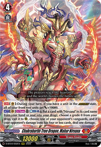 Chakrabarthi True Dragon, Mahar Nirvana (D-BT04/002EN) [Awakening of Chakrabarthi]