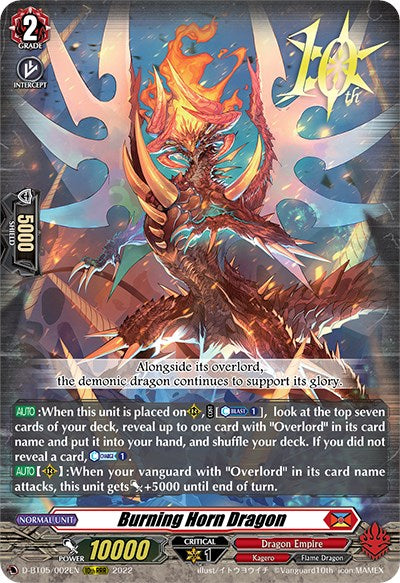 Burning Horn Dragon (D-BT05/002EN) [Triumphant Return of the Brave Heroes]