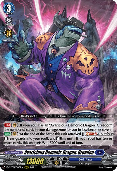 Avaricious Demonic Dragon, Greedon (D-BT03/003EN) [Advance of Intertwined Stars]