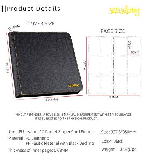 12 Pocket Leather Sanseking Leather Binder